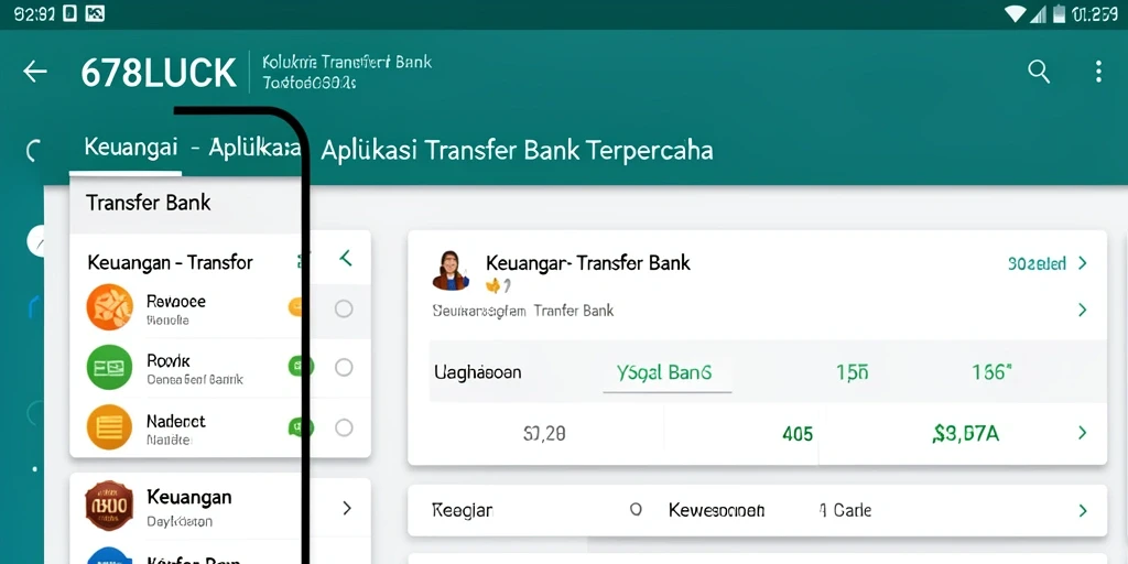Antarmuka pengguna aplikasi 678LUCK dengan fitur Transfer Bank yang mudah digunakan.
