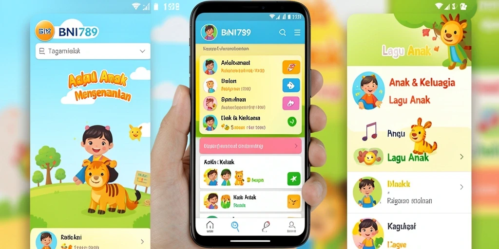 Antarmuka aplikasi BNI789 yang menarik untuk anak-anak.