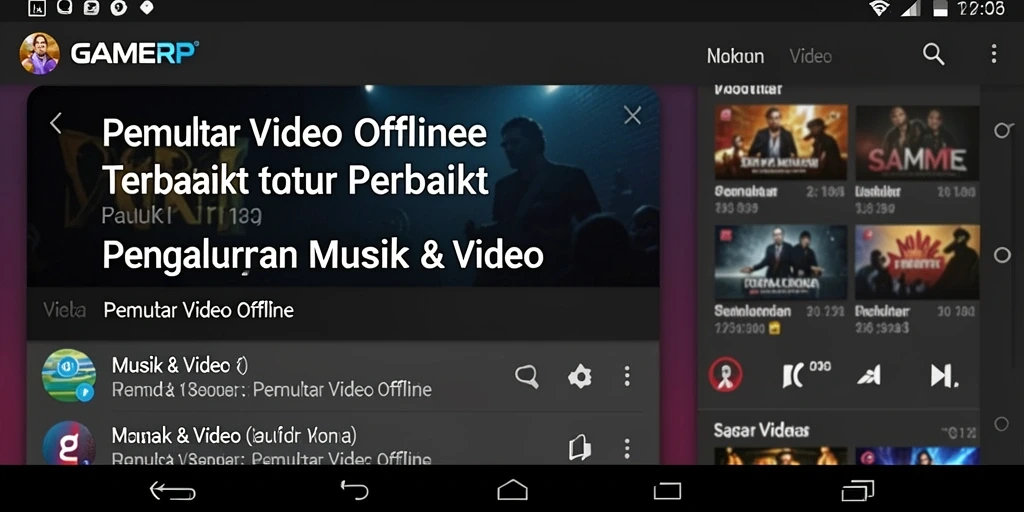 Antarmuka GAMERP yang modern dan fungsional untuk Pemutar Video Offline.