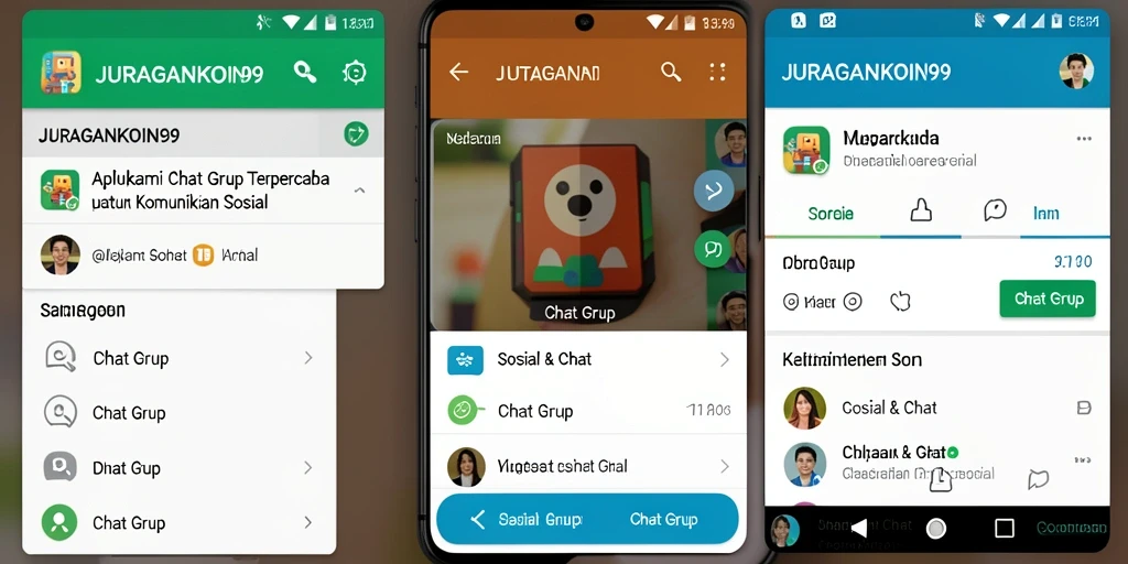 Antarmuka pengguna JURAGANKOIN99 yang modern dan fungsional untuk Chat Grup.
