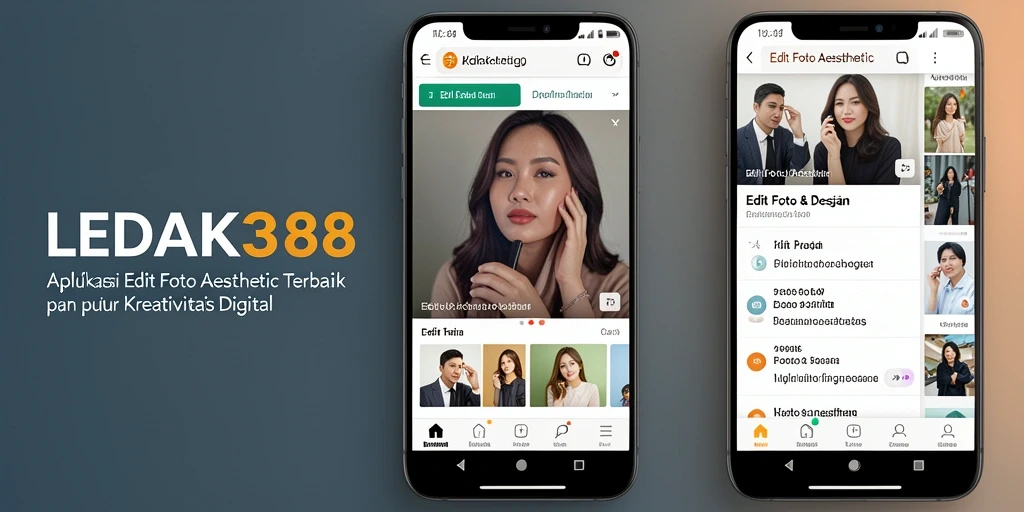 Antarmuka aplikasi LEDAK388 untuk edit foto aesthetic.