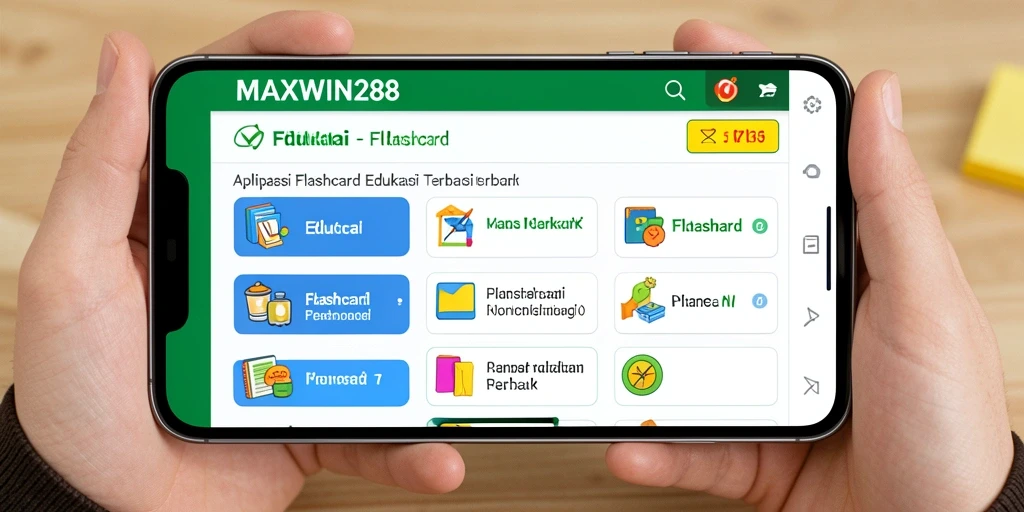Tampilan antarmuka aplikasi Flashcard MAXWIN288 yang menarik dan interaktif.