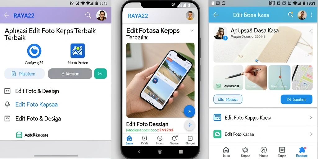 Antarmuka RAYA22 menunjukkan fitur Edit Foto Kertas Kaca secara langsung.